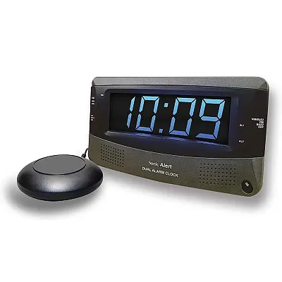 Sonic Alert Sonic Boom SBD375ss Vibrating Dual Alarm Clock | Dark Grey SBD375SS