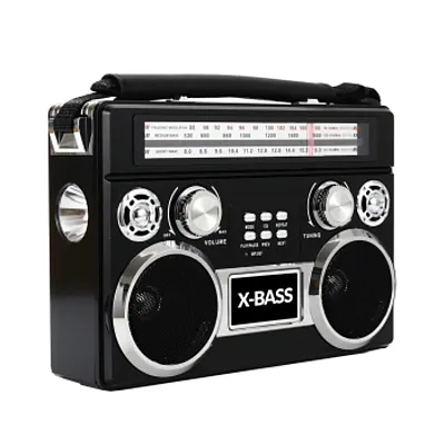 SuperSonic Retro Rechargeable 3 Band Radio With Bluetooth and Flashlight in Blac