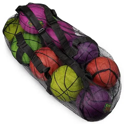 39&quot; Mesh Sports Ball Bag with Strap, Black SCOA-508