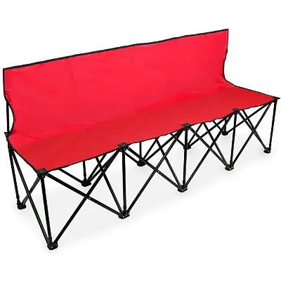 6-Foot Portable Folding 4 Seat Bench with Back, Red SCOA-701