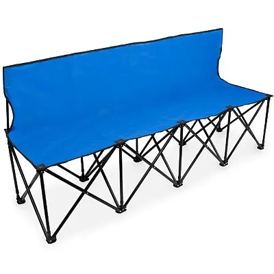 6-Foot Portable Folding 4 Seat Bench with Back, Blue SCOA-702