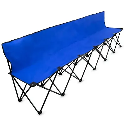 8-Foot Portable Folding 6 Seat Bench with Back, Blue 79652035591