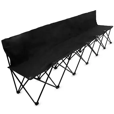 8-Foot Portable Folding 6 Seat Bench with Back, Black SCOA-753