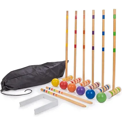 Six-Player Travel Croquet Set with Drawstring Bag SCRQ-002