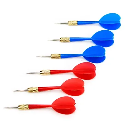 6 Pack Red & Blue Steel Tip Brass Dart Set  SDRT-101
