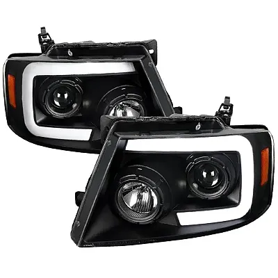 SPEC-D TUNIN 5004JMSQRS Projector Headlights- Black Housing