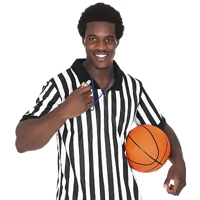 Mens Official Black & White Stripe Referee/Umpire Jersey XXL SFO
