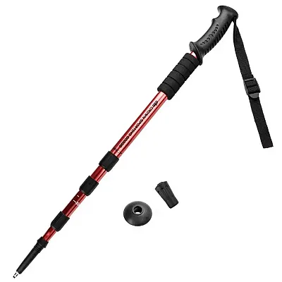 53" Red Shock-Resistant Adjustable Trekking Pole SHIK-001