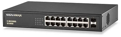SIGNAMAX CONNECTIVTY FO-SC10050 C-100 16 Port Gigabit Poe+ Switch 2 Sfp