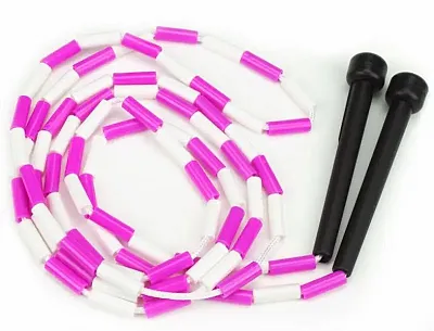 Pink and White 7-foot jump rope with plastic segmentation SJMP-0