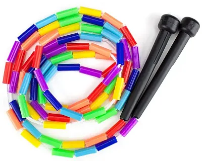 Rainbow 7-foot jump rope with plastic beaded segmentation SJMP-0