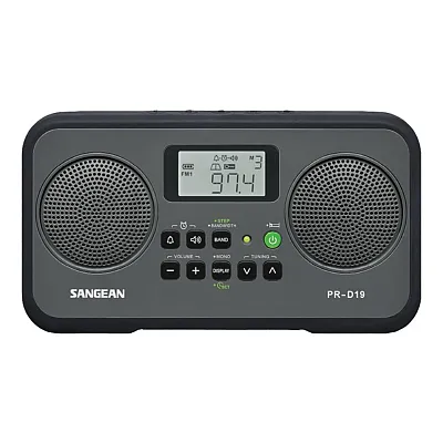 Sangean Pr-D19Bk Am/Fm Stereo Digital Tuning Portable Radio, Pr-D19, Gray With B