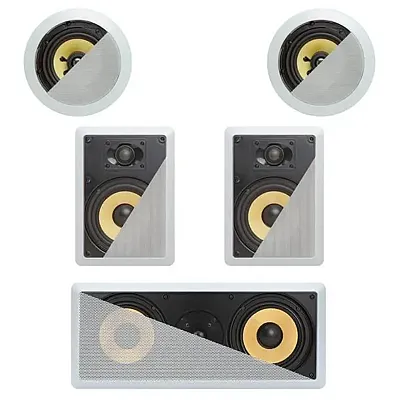 Cmple 5.1 In-Wall In-Celing Speaker System Kevlar Speakers Power