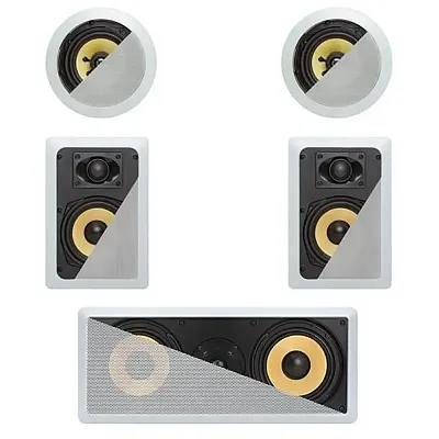 Cmple 5.1 In-Wall In-Celing Speaker System Kevlar Speakers Power