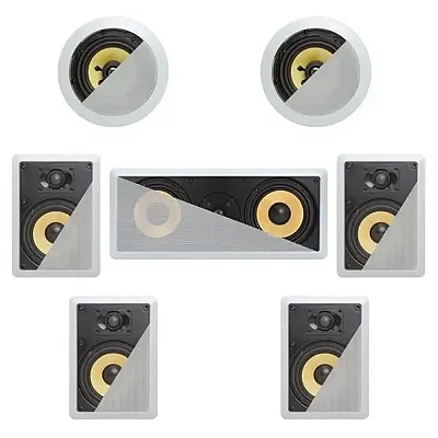 Cmple 7.1 In-Wall In-Celing Speaker System Kevlar Speakers Power