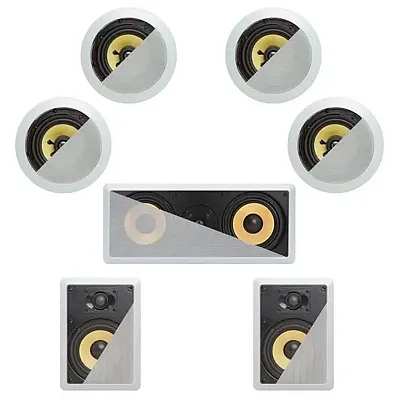 Cmple 7.1 In-Wall In-Celing Speaker System Kevlar Speakers Power