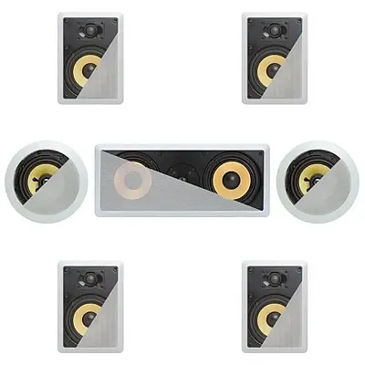 Cmple 7.1 In-Wall In-Celing Speaker System Kevlar Speakers Power