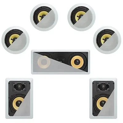 Cmple 7.1 In-Wall In-Celing Speaker System Kevlar Speakers Power