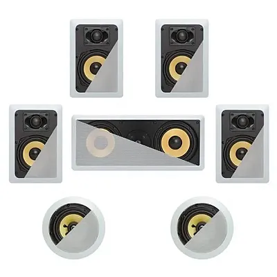 Cmple 7.1 In-Wall In-Celing Speaker System Kevlar Speakers Power