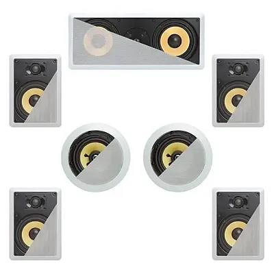 Cmple 7.1 In-Wall In-Celing Speaker System Kevlar Speakers Power
