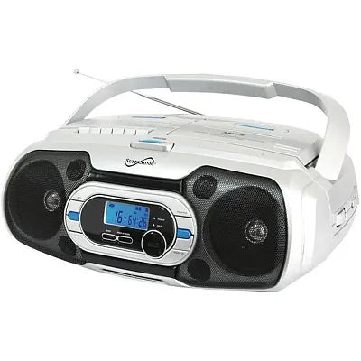 Supersonic Sc-729Bt Bluetooth Cd/Cassette/Radio Portable Audio System, White, Sc