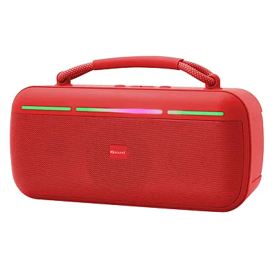 Iq Sound Iq-3521Rgb Red 15-Watt-Rms Halo Glow Portable Bluetooth Rechargeable Sp