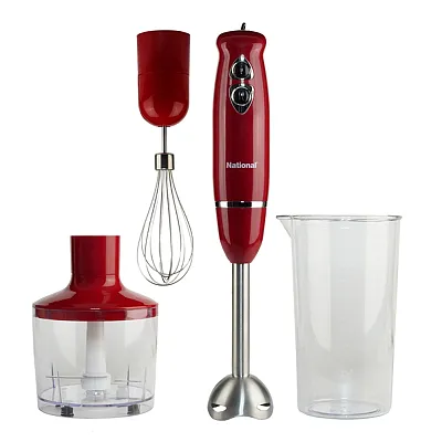 National Na-3104Hb Red 500-Watt Multi-Purpose 4-In-1 Immersion Blender With Atta