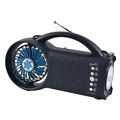 Supersonic Sc-1073Er Portable Bluetooth Solar-Powered Speaker With Fm Radio, Led