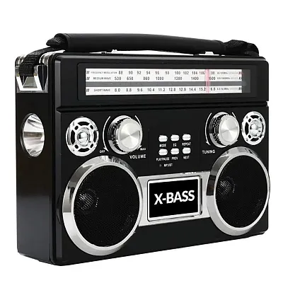 Supersonic Sc-1097Bt- Black 3-Band Radio With Bluetooth And Flashlight, Sc-1097B