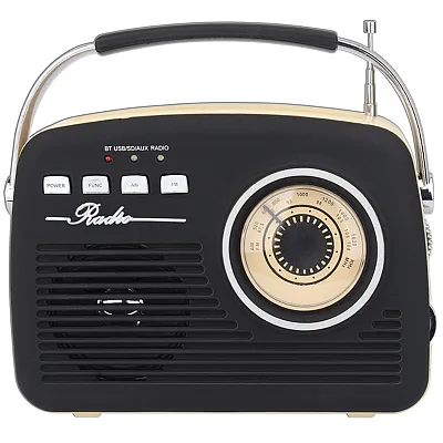 Supersonic Sc-1201Bt-Bk Retro Portable Am/Fm Radio With Bluetooth, Sc-1201 (Blac