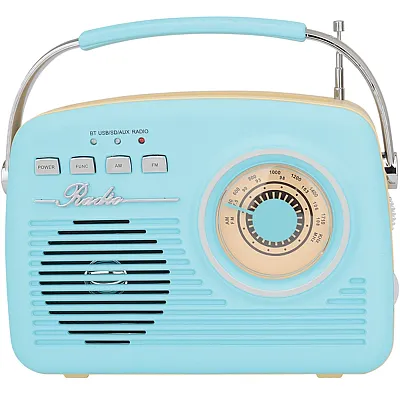 Supersonic Sc-1201Bt-Blu Retro Portable Am/Fm Radio With Bluetooth, Sc-1201 (Blu