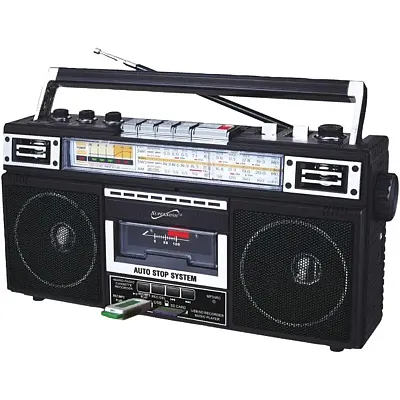 Supersonic Sc-3201Bt-Bk Retro 4-Band Radio And Cassette Player W
