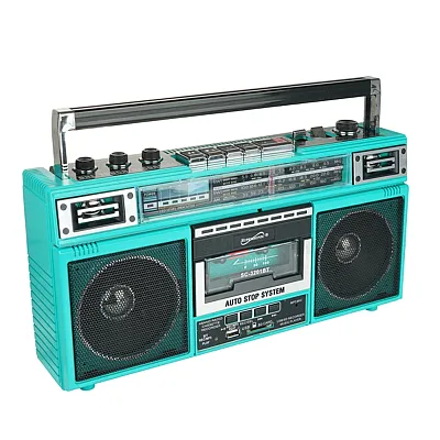 Supersonic Sc-3201Bt Teal Retro Bluetooth Cassette/Am/Fm/Shortwave Boom Box, Sc-