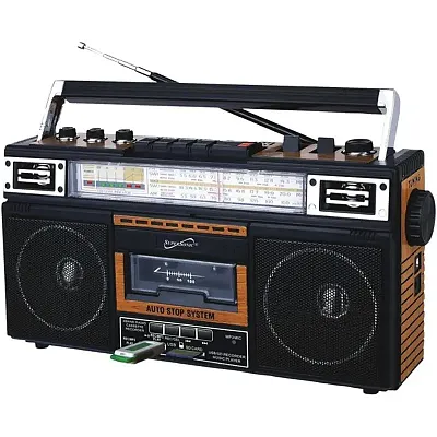 Supersonic Sc-3201Bt-Wd Retro 4-Band Radio And Cassette Player W