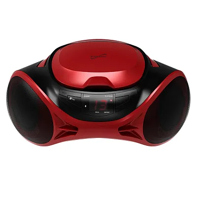 Supersonic Sc-726Bt Red 3-Watt-Rms Portable Bluetooth Cd Music System With Built