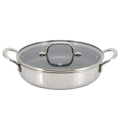 Better Chef 10 Inch 3-Ply Stainless Steel Nonstick Deep Fry Pan with Lid in Silv