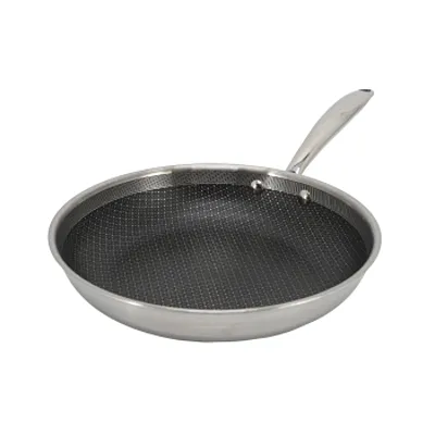 Better Chef 10 Inch 3-Ply Stainless Steel Nonstick Fry Pan with Rolled Edge in S
