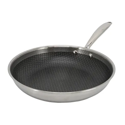 Better Chef 12 Inch 3-Ply Stainless Steel Nonstick Fry Pan with Rolled Edge in S