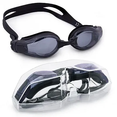 Clear Swimming Goggles with Case, Black SSWI-107