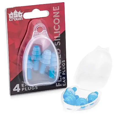 Blue Silicone Ear Plugs, 4-pack with Case SSWI-501