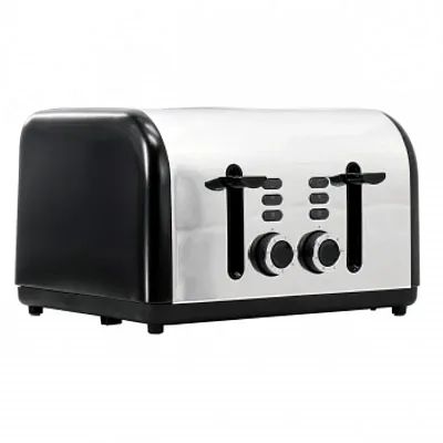 Redmond 4-Slice Wide Slot 1400W Stainless Steel Toaster in Black