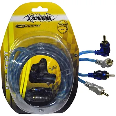 Rca Cable 18&#039; Right Angle Blue/Platinum Twisted