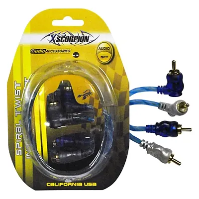 Rca Cable 6&#039; Right Angle Blue/Platinum Twisted