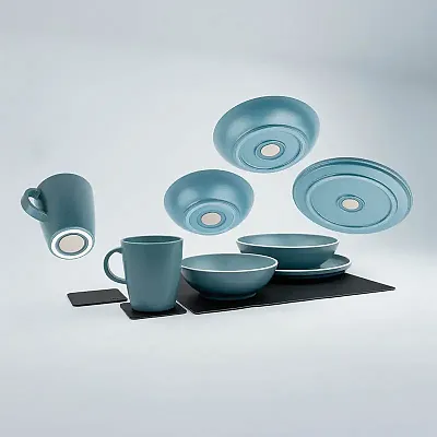 SILWY MAGNET SYBRKGS11B Tableware Set Dolomit Blue + Metal-