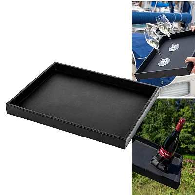 SILWY MAGNET TA41531501 Metal Tray In Leather Look Black