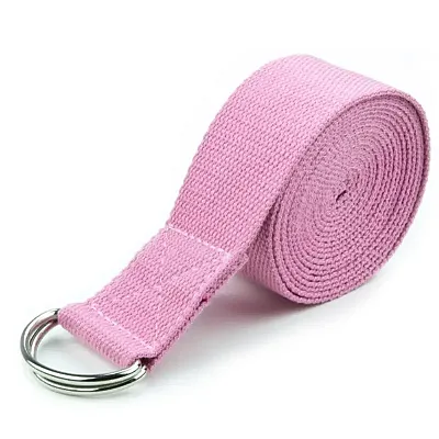 Pink 8' Cotton Yoga Strap with Metal D-Ring SYOG-402