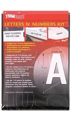 TRIMBRITE T9421 Letter Number Kit Black
