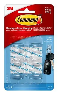 3M 17006CLRES Command Mini Clear Hooks