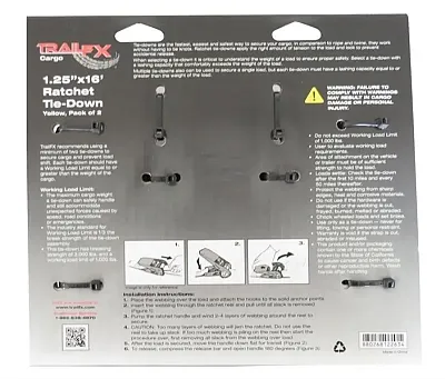 TRAILFX A11023Y 1&#039; Rtd 1000 Lb Yl 2Pk