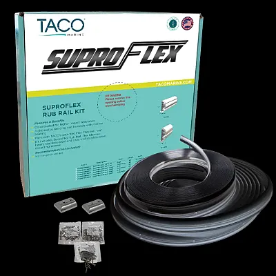 TACO METALS 9990BBK802 Supro-Flex Rub Rail Kit Black W/Fl